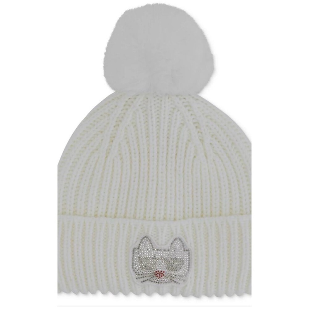RETAIL $118 KARL LAGERFELD PARIS Women's Disco Kitty Beanie & Scarf Boxed Gift - Picture 2 of 7